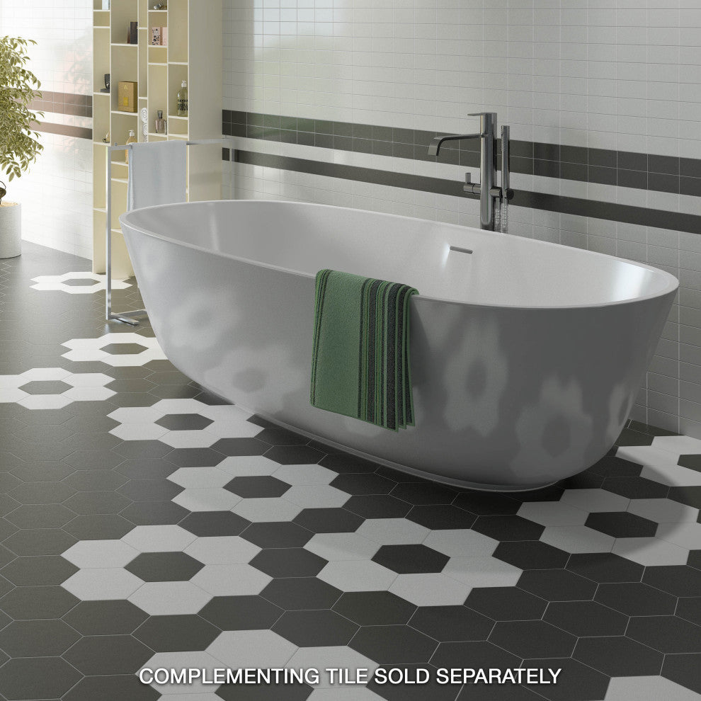 HexTile Ceramic Floor and Wall Tile, Matte Black, Sample