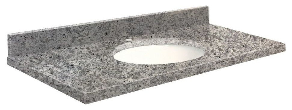 Quartz 49"x19" Vanity Top, Single Faucet Hole, White Bowl, Overture, Single Hole