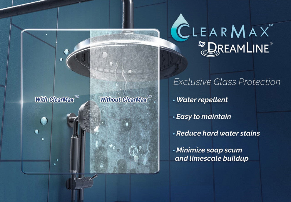 Dreamline Satin Black With Clear Glass, Hinged Shower Enclosure