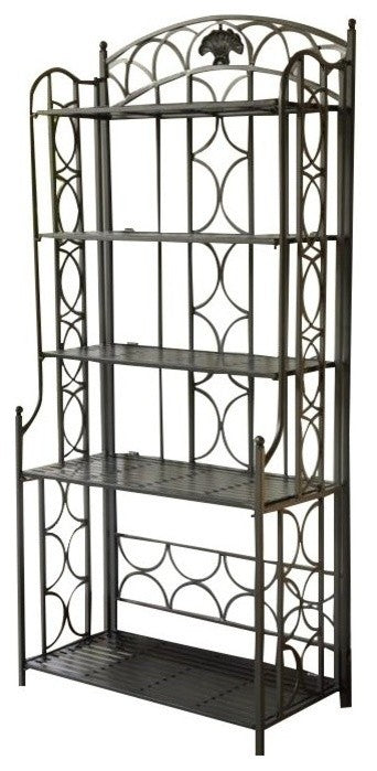 Pemberly Row Iron Bakers Rack in Pewter