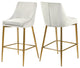 Karina Velvet Stool (Set of 2), Cream, Gold Base