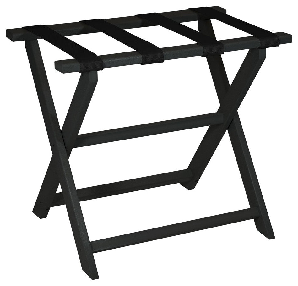 HomeRoots Earth Friendly Black Folding Luggage Rack With Black Straps