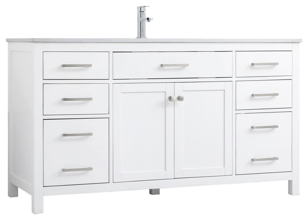 60" Single Bathroom Vanity, White