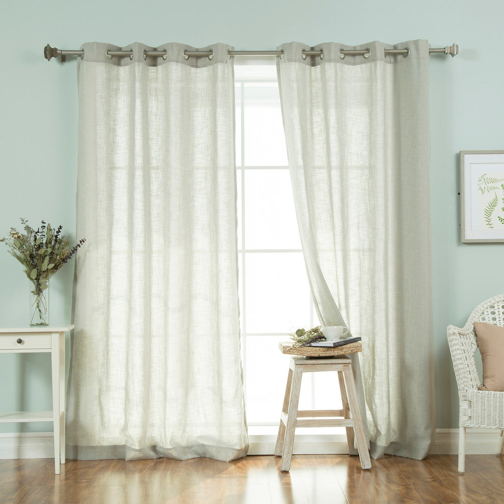 Faux Linen Blend Curtain Panel, Set of 2, Gray, 52"w X 84"l