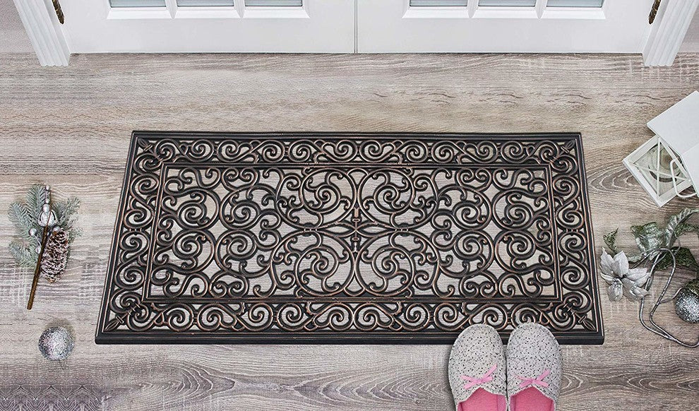 A1HC First IMPRESSION Audie 23.62"x47.25" Easy Clean Rubber Entry Way Doormat