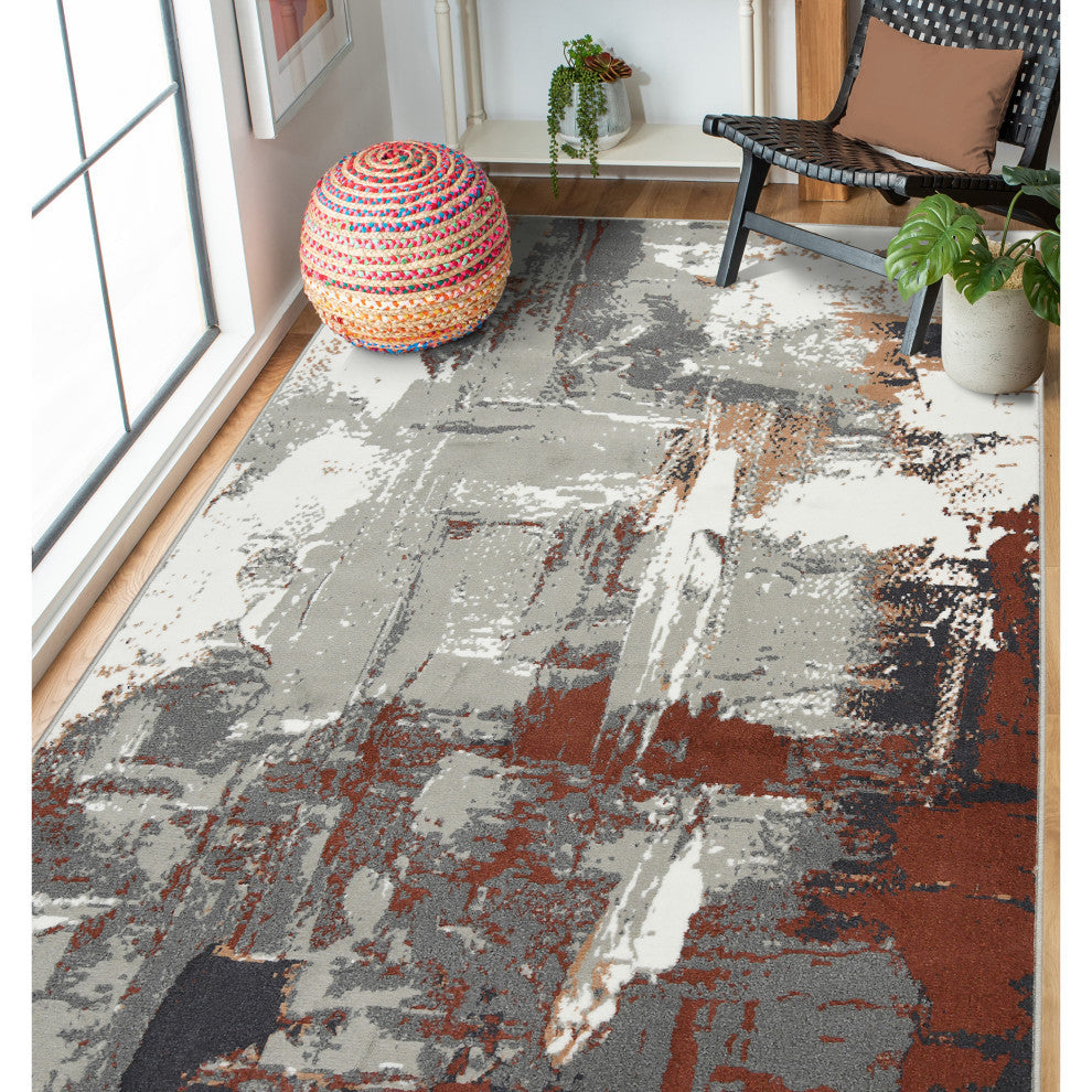 Alpine Ehra Power-Loomed Polypropylene Area Rug, Rust, 10'6" X 13'9"