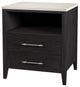 Mayfair 2-Drawer Wood and Marble Nightstand, Washed Black