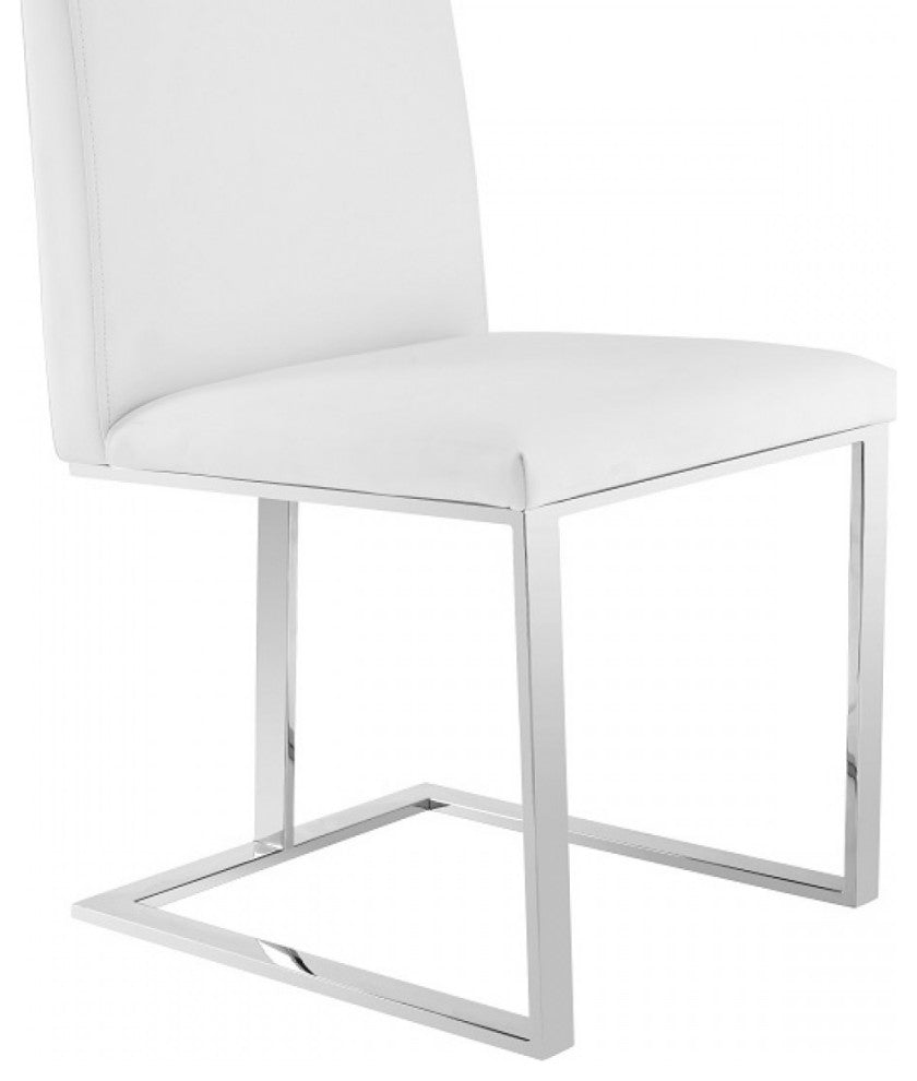 Modrest Frankie Modern White and Brushed Stainless Steel Dining Chair