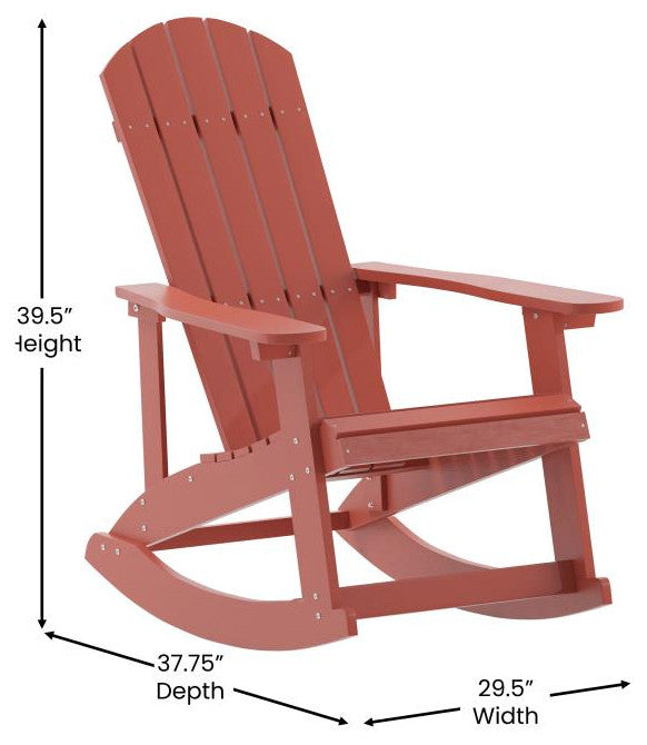 Savannah All-Weather Poly Resin Wood Adirondack Rocking Chair- Set of 2, Red