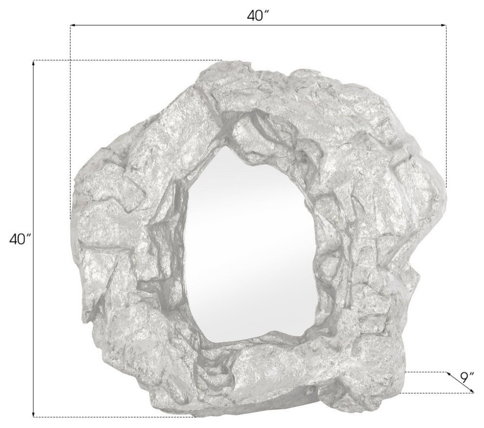 Rock Pond Mirror, Silver Leaf, 9"x40"x40"