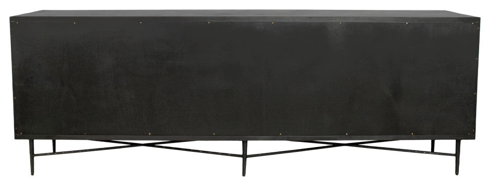Samara 6-Door Recycled Pine Wood Sideboard, Dark Grey