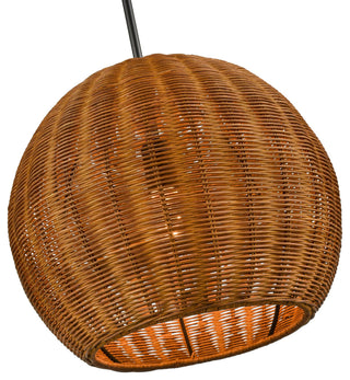 1 Light 16" Natural Rattan Dome Pendant