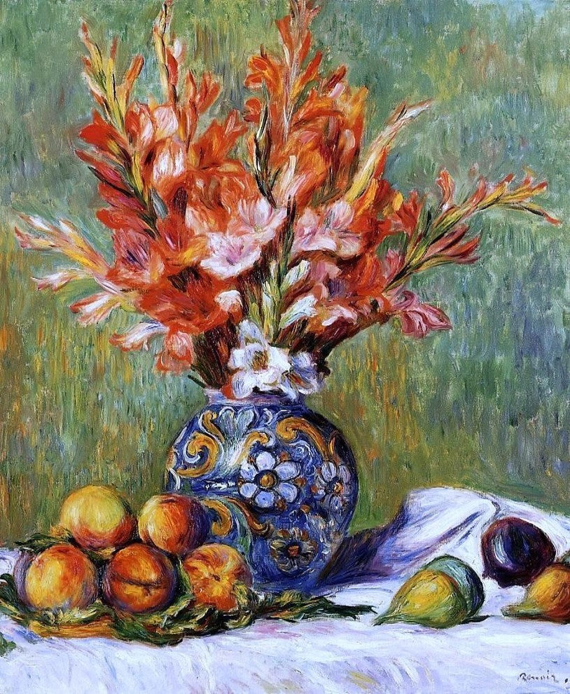 Pierre Auguste Renoir Flowers and Fruit, Gallery Wrapped Canvas Print, 20"x25"