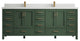 Preston Bath Vanity, Green, 84", White Quartz Top, Double, Freestanding