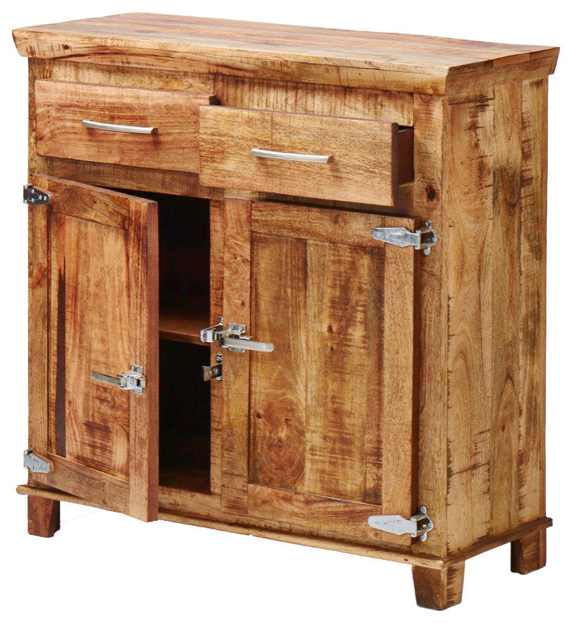 40" Reclaimed Wood Rustic Sideboard Cabinet 2 Doors Icebox Lock