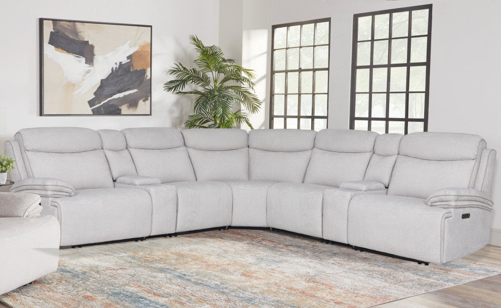 Parker Living Alpine 7 Piece Power Reclining Sectional, Airy Snow