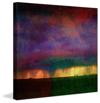 Storm Sketch with Horses Print on Canvas, 122x122 cm