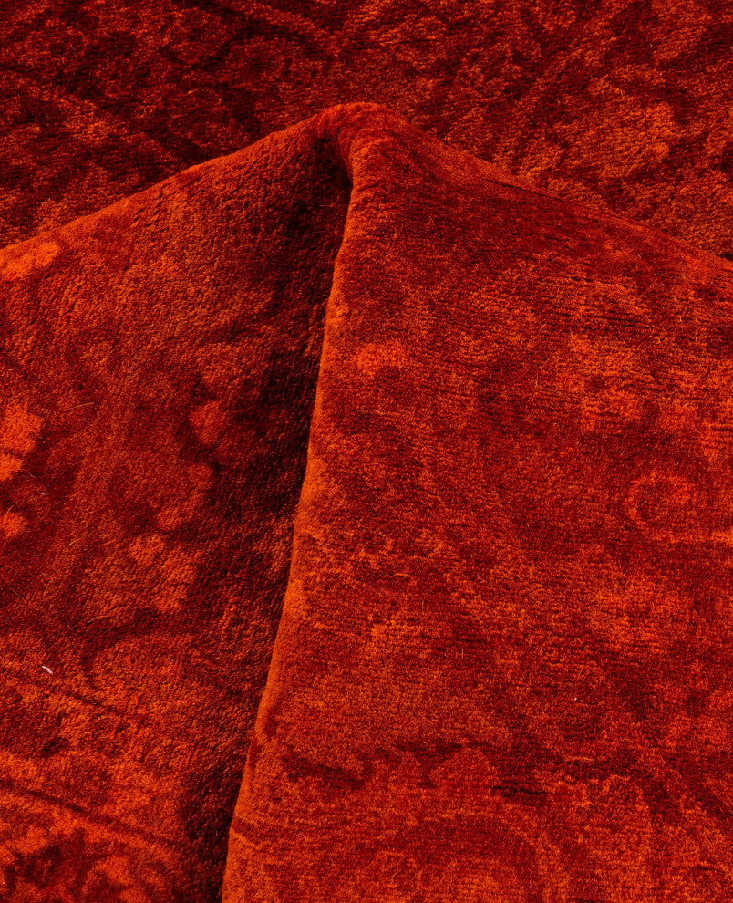 Overdyed One-of-a-Kind Hand-Knotted Area Rug Orange, 4' 2" x 6' 0"
