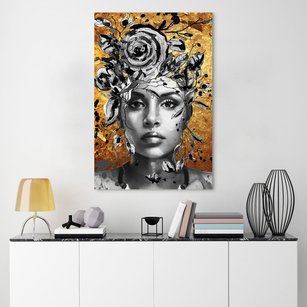 Beautiful Woman Printed Wall Art Unframed Free Floating Tempered Glass