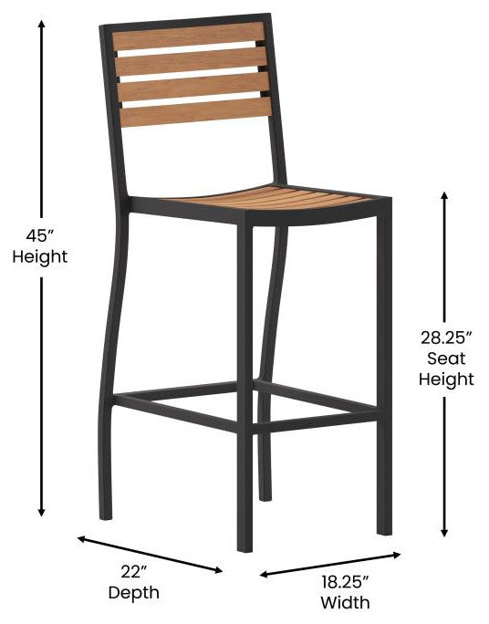 Lark Commercial Grade Outdoor Bar Height Stool, Teak