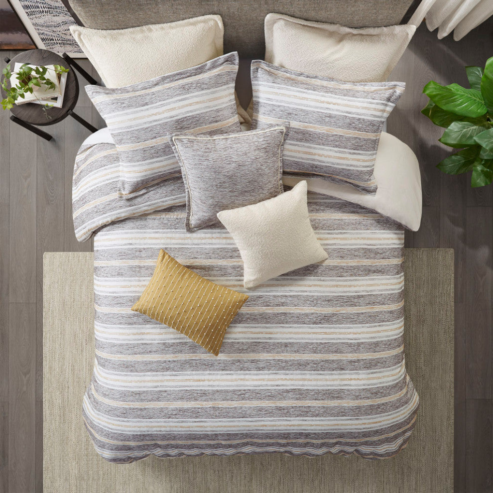 Madison Park Signature Oversized Jacquard Striped Comforter Set