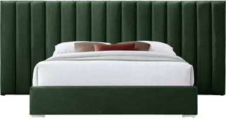 Pablo Velvet Upholstered Bed, Green, Queen