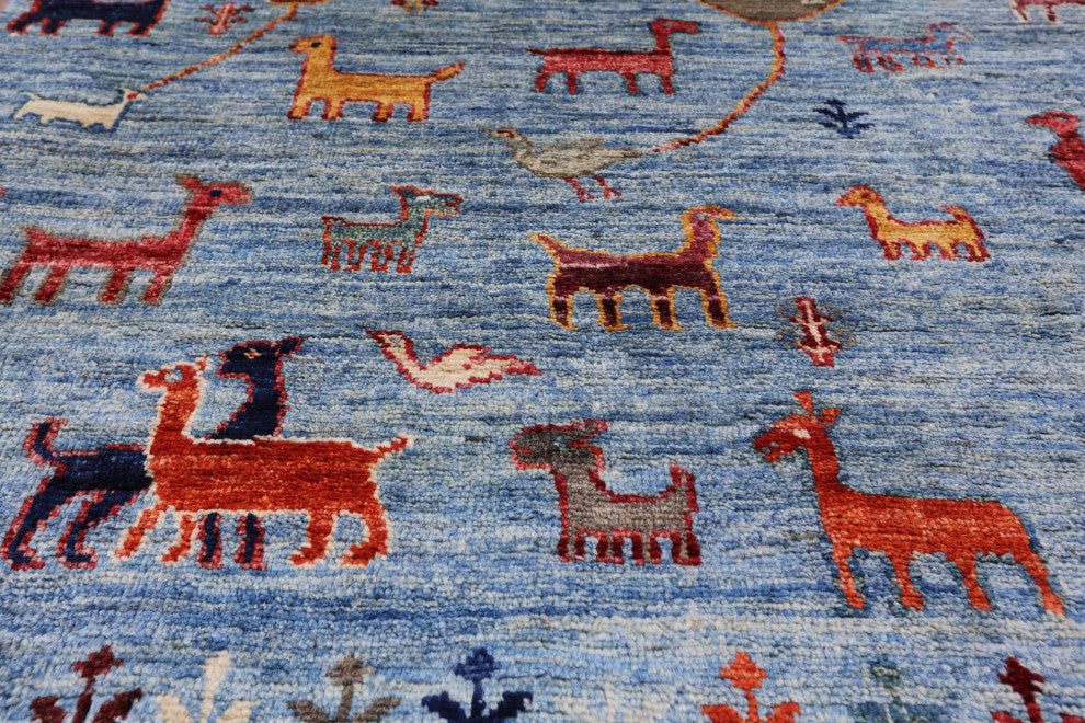 Tribal Persian Gabbeh Hand-Knotted Rug 8' 1" X 9' 9" Q8227