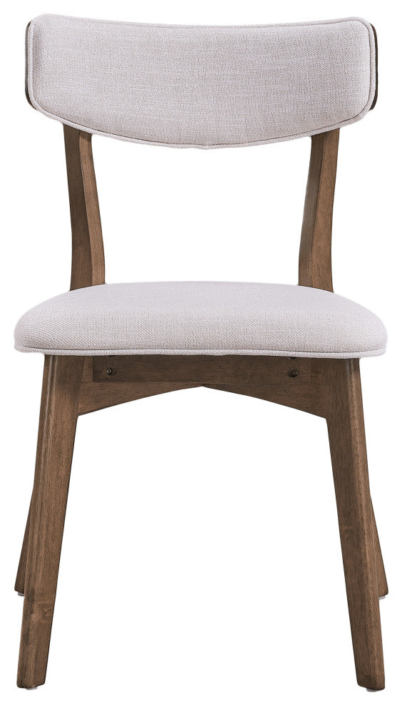 GDF Studio 7-Piece Mid-Century Dining Set, 6 Chairs, Light Beige/Walnut/Brown