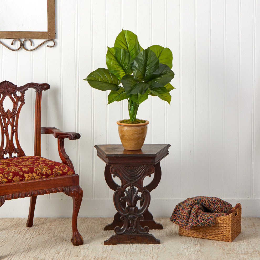 30" Large Philodendron Leaf Artificial Plant, Decorative Planter