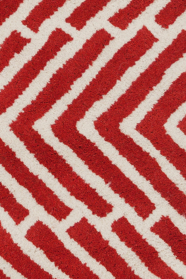 Davin Contemporary Area Rug, Red and White, 7'x10'