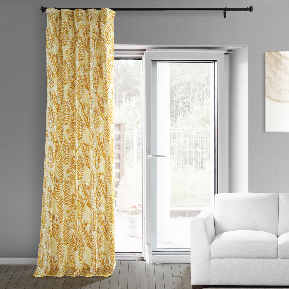 Kupala Printed Cotton Curtain Single Panel, Kupala Eternal Gold, 50wx108l