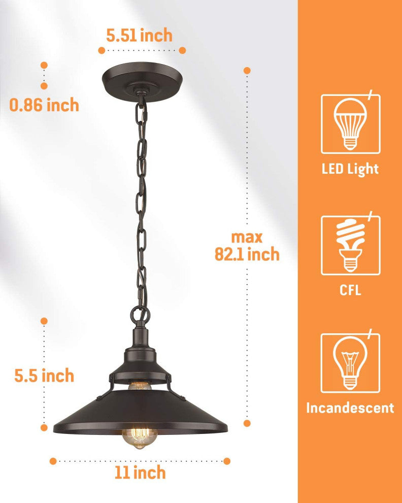 Industrial Black Pendant Light Vintage Hanging Lamp