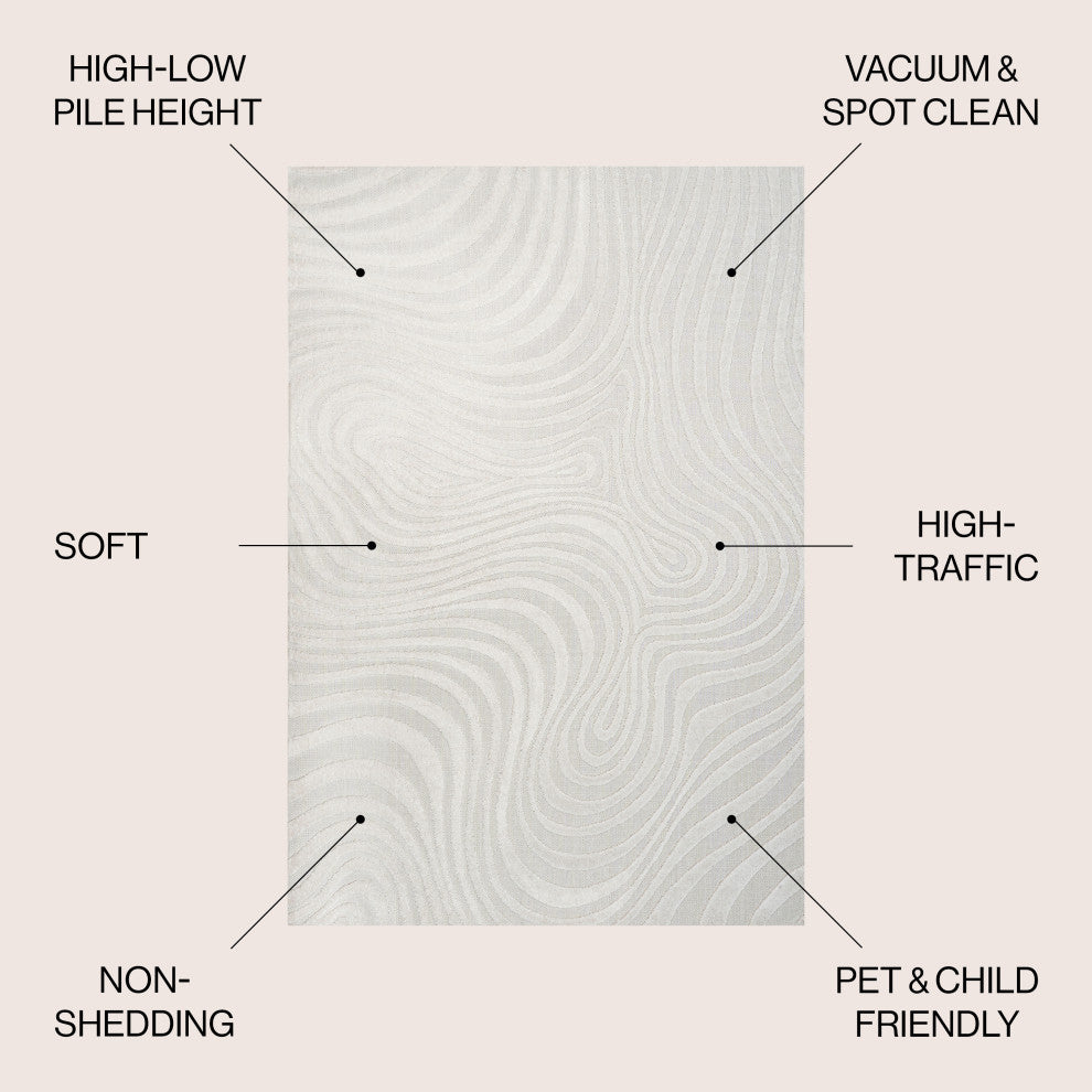 Maribo High-Low Abstract Groovy Striped Indoor/Outdoor Area Rug
