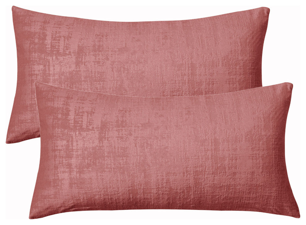 Velvet 2 Piece Lumbar Pillow Cover Set, Withered Rose, 2 Piece, 14"x26"