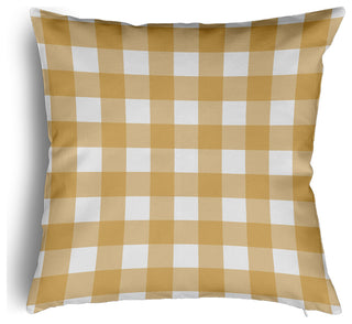 Gingham Plaid Accent Pillow With Removable Insert, Golden Mustard, 18"x18"