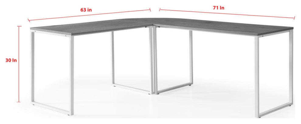 Loft Lyfe Zeus Desk, L-Shaped, Natural/White