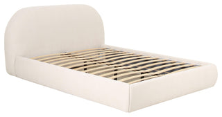 Bara Cream Textured Velvet Bed, Queen