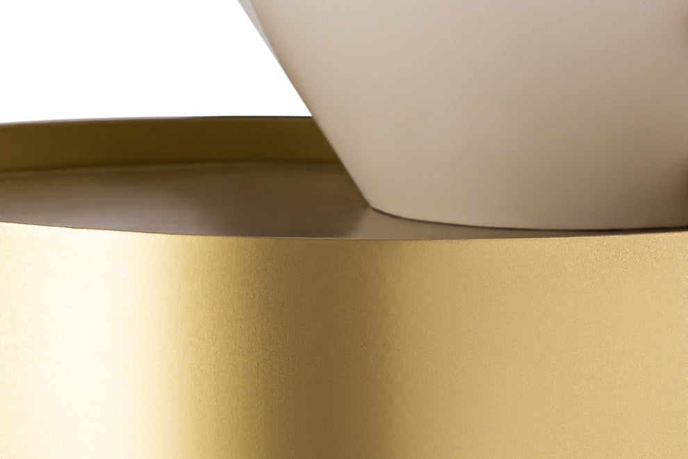 Damon White Metal Top End Table, Brushed Brass Base