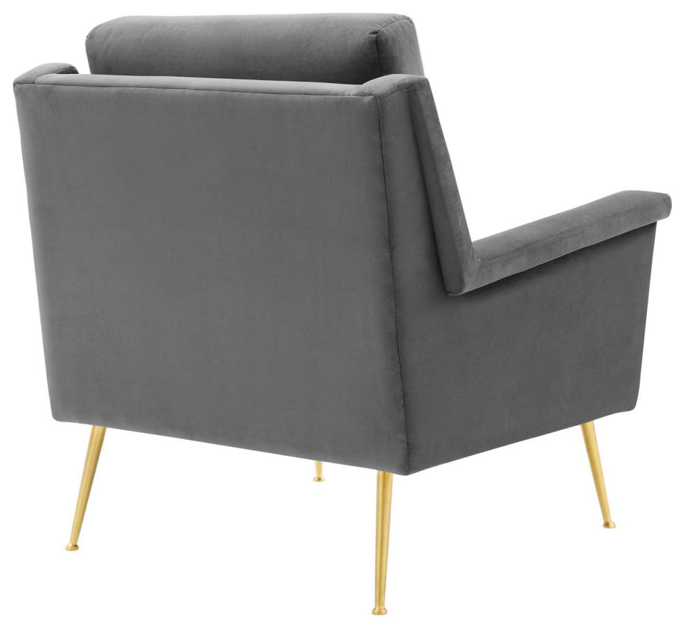 Chesapeake Performance Velvet Armchair, Gold Gray