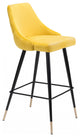 41" Yellow Velvet Color Pop Bar Chair