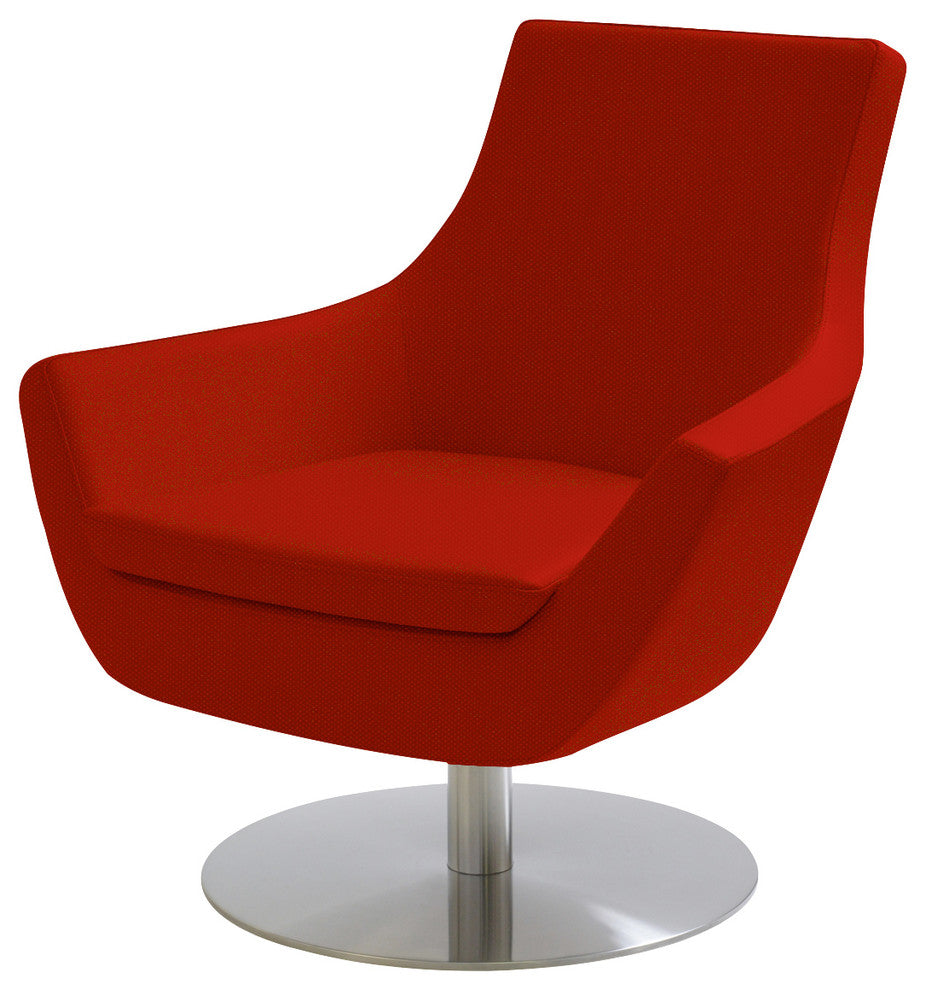 Rebecca Swivel Chair, Stainless Steel Base, Orange Fabric, Oalo