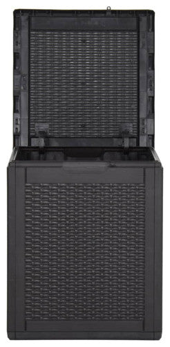 vidaXL Tool Box Outdoor Storage Box for Patio Furniture 23.8 gal Black PP Rattan