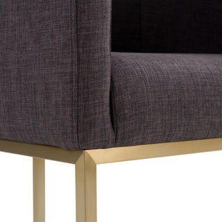 Modrest Yukon Modern Gray Fabric & Antique Brass Dining Chair