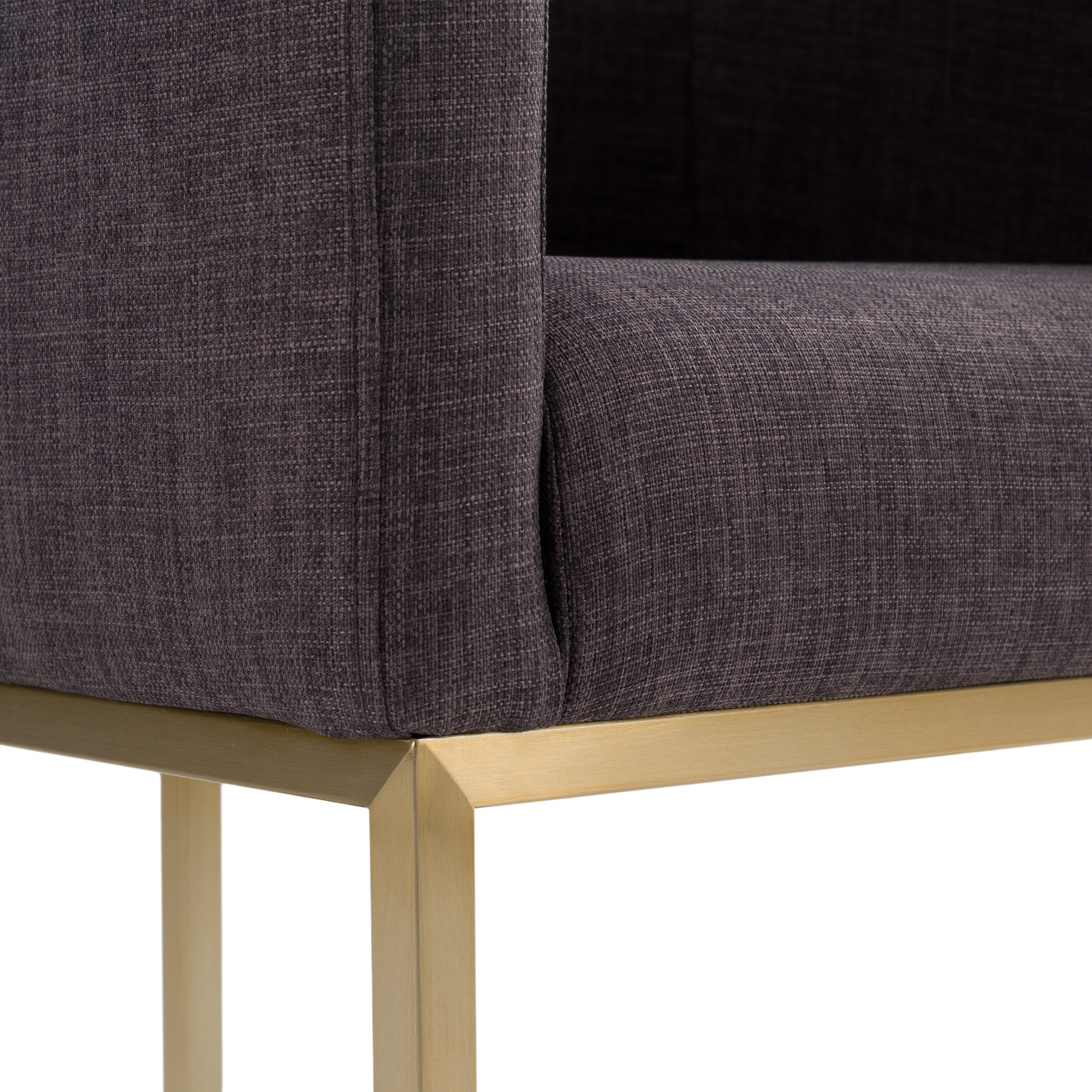Modrest Yukon Modern Gray Fabric & Antique Brass Dining Chair