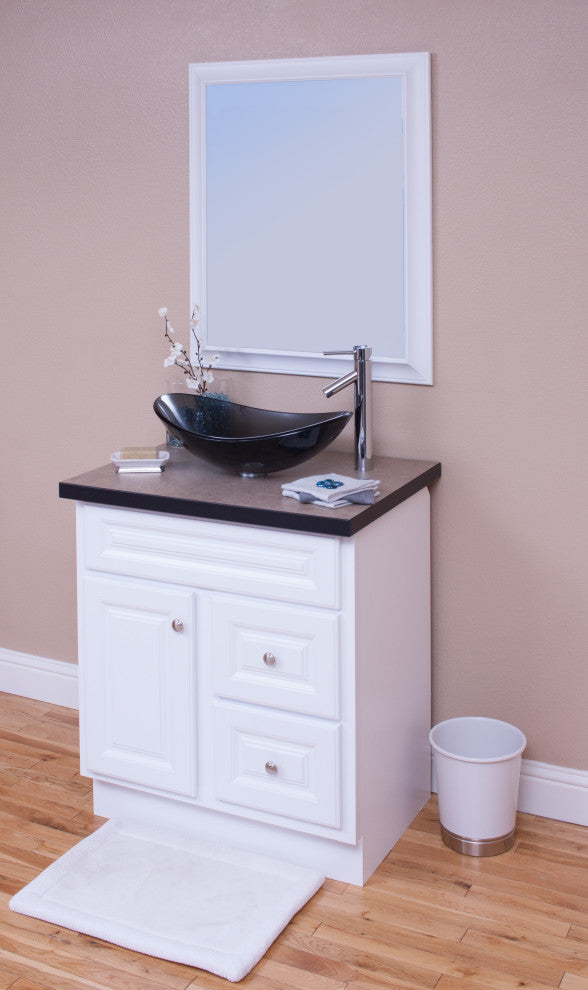 Topia Glass Vessel Sink and Faucet Set, Chrome