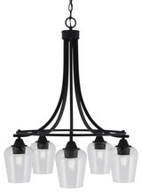 Paramount 5-Light Chandelier, Matte Black, 5" Clear Bubble Glass