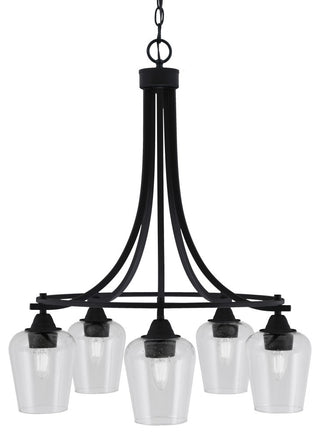 Paramount 5-Light Chandelier, Matte Black, 5" Clear Bubble Glass
