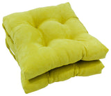 16" Solid Micro Suede Square Tufted Chair Cushions, Set of 2, Mojito Lime