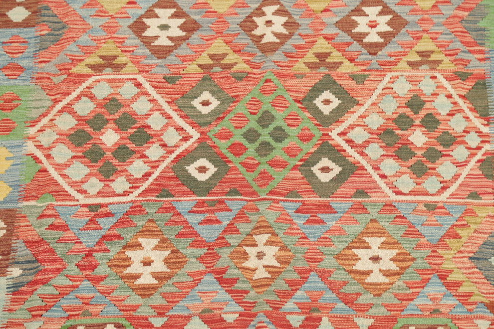 Kilim Southwestern Oriental Hand-Woven Turkish Traditional Area Rug, 9'8"x6'10