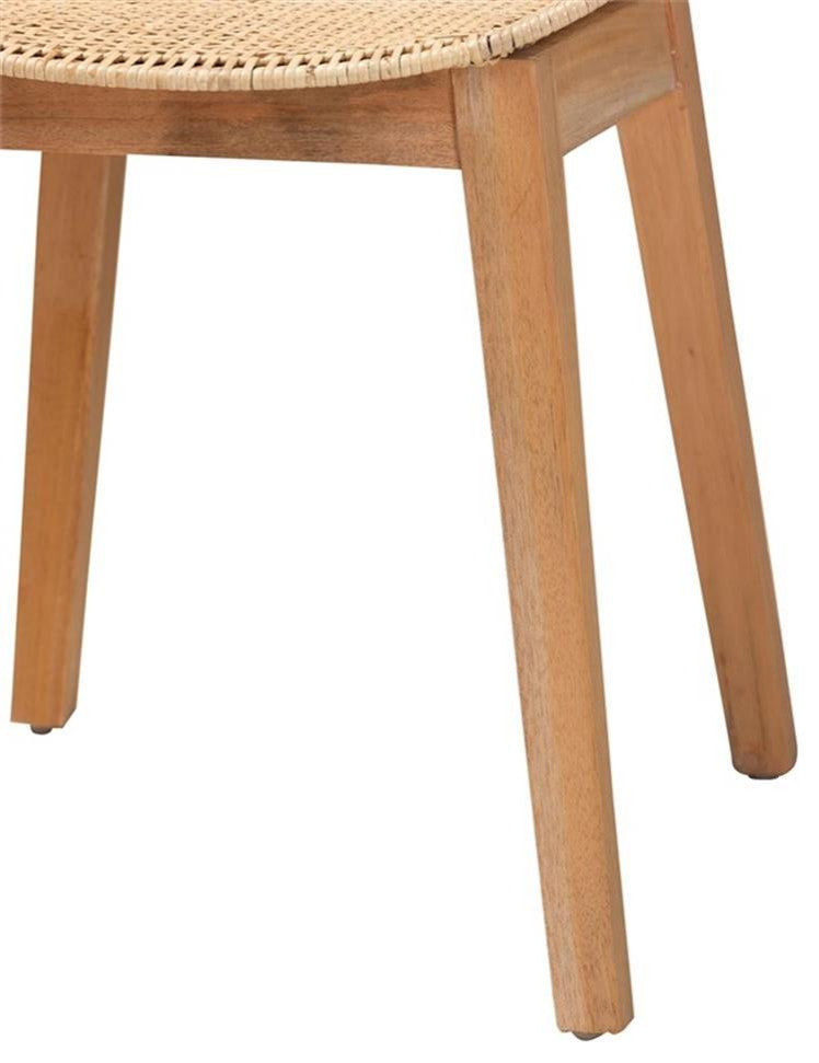 Baxton Studio Ballerina Brown Finished Mahogany Wood and Rattan Dining Chair